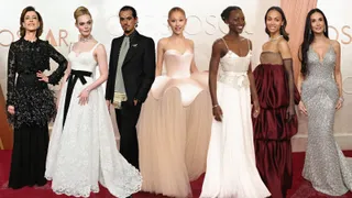 Celebrities on the main Oscar red carpet showcasing elegant fashion